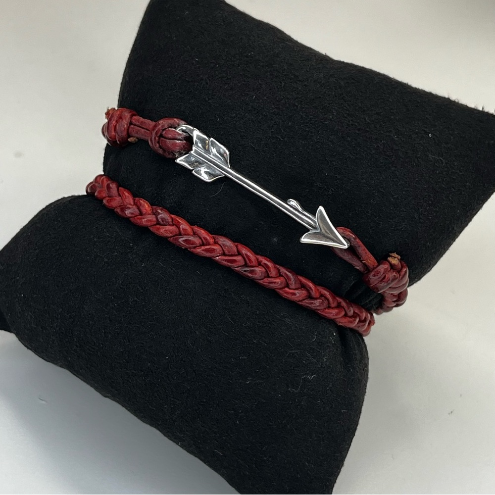 James Avery Soaring Arrow‎ Red Leather Bracelet Retired - Picture 2 of 6